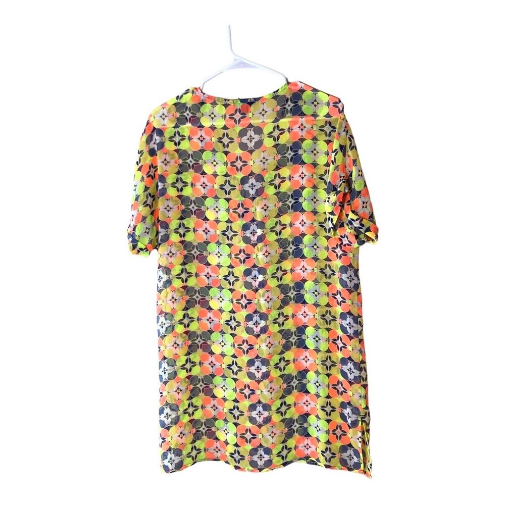 JCrew Beach Cover Bright Neon Semi Sheer Geo Print Size XS - Picture 2 of 8